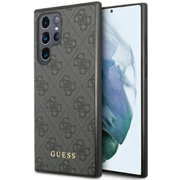 Guess 4G Metal Gold Logo vāciņš Samsung Galaxy S23 Ultra pelēks