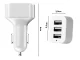 Auto lādētājs ar 3x USB portiem (1.1A, 2.1A, 3.1A), balts/sudraba