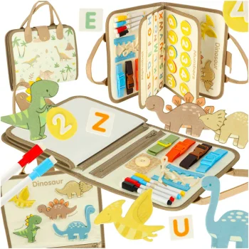 Montessori sensorā attīstošā tāfele - soma ar dinozauriem KX3196