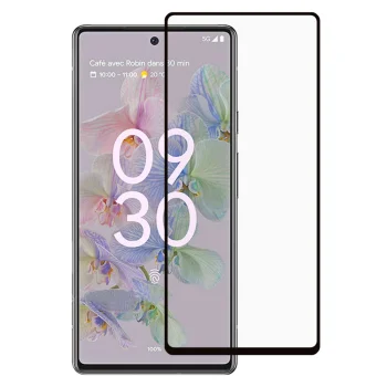 5D Aizsargstikls Google Pixel 6a, Melns Pilna Pārklājuma (Tempered Glass)