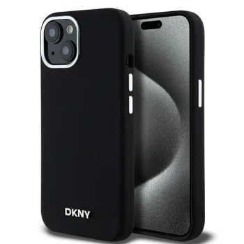 Apple iPhone 14 6.1'' DKNY Liquid Silicone Small Metal Logo MagSafe Case Cover, Black | Telefona Vāciņš Maciņš...