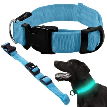 Regulējama LED kaklasiksna suņiem un kaķiem, 59 cm, Zila