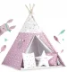 Nukido Bērnu Tipi Telts Vigvams ar Apgaismojumu, Rozā zvaigznes | Children Tent Tipi with Lights