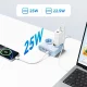 Orico PDC25 25W 6in1 pagarinātājs 2x AC + 2x USB-A + 2x USB-C, zils