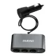 Dudao auto lādētājs un 3 ligzdu piepīpētāja sadalītājs ar 2x USB, melns