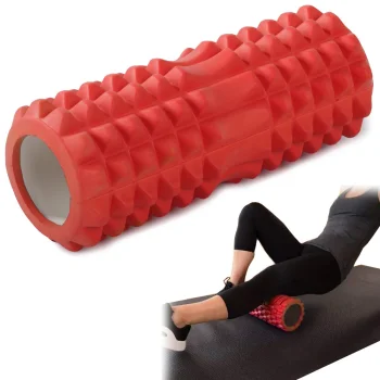Masāžas rullis mugurai un kājām ar izciļņiem, crossfit, joga, sarkans
