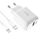 Tech-Protect C20W tīkla lādētājs USB-C PD 20W / USB-A QC 3.0 un kabelis Lightning - balts