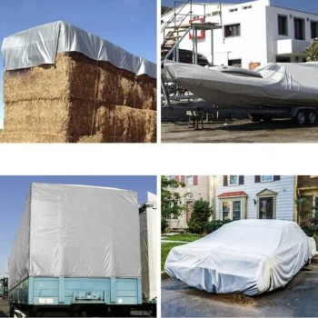 Tents pārklājs 3 × 5 m, 120 g/m², sudraba