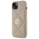 DKNY Quilted Stack Logo vāciņš iPhone 15 Plus tālrunim, bēšs