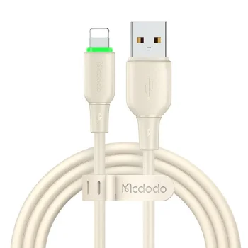 Mcdodo CA-4740 USB uz Lightning kabelis ar LED, 1.2m, bēšs