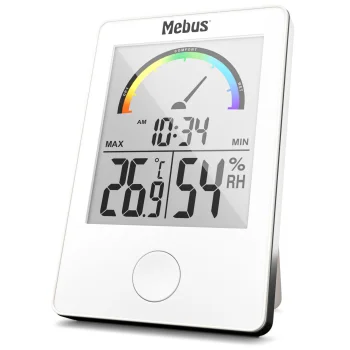 Digitālais termo-higrometrs Mebus 11130 ar komforta indikatoru, balts