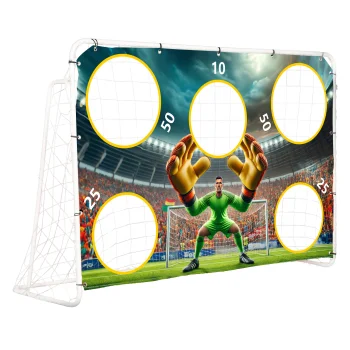 Movepro futbola vārti ar mērķa sienu 180x122 cm, balti