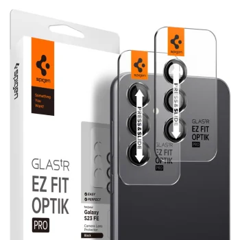Spigen Glas.tR EZ Fit Optik kameras aizsargstikls Samsung Galaxy S23 FE, melns (2 gab.)