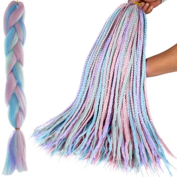 Soulima sintētiskie mati Ombre, zili/violeti, 60 cm