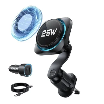 ESR OmniLock Qi2.2 magnētiskais auto turētājs ar 25W bezvadu uzlādi, Black