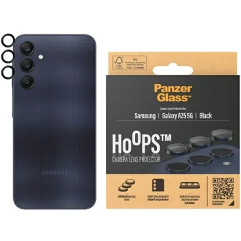 PanzerGlass aproces Camera Protection priekš Samsung Galaxy A25 5G - ar melnu rāmi | Hoops for with Black Frame