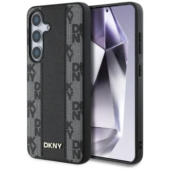 DKNY Leather Checkered Pattern MagSafe vāciņš Samsung Galaxy S25 Black