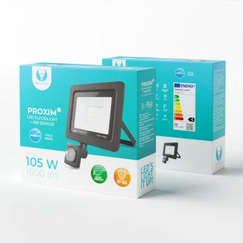 LED prožektors Forever Light PROXIM II 20W 6000K PIR IP66, melns