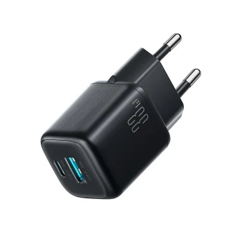 Sienas lādētājs Joyroom JR-TG7, USB-C un USB-A, 33W, melns