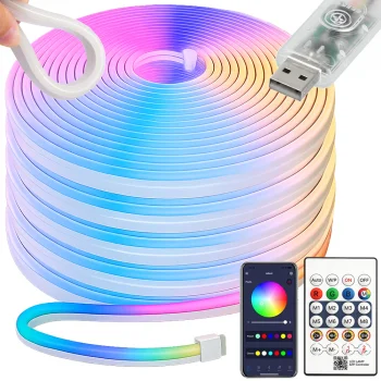 10 m RGB LED neona lenta ar Bluetooth, pulti un ūdensizturību