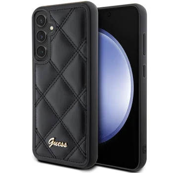 Guess Samsung Galaxy S23 FE vāciņš Quilted Metal Logo, melns