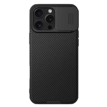 Nillkin CamShield Pro vāciņš priekš iPhone 16 Pro Max ar kameras aizsegu, melns