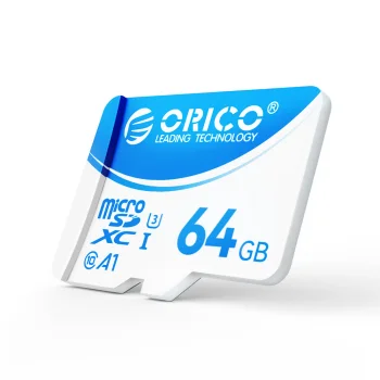 microSD atmiņas karte ORICO B3 64GB U3 A1 ar SD adapteri, balta un zila