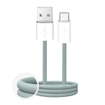 Puro Fabrik 2.0 USB-A uz USB-C pīts kabelis 10W 1.5m, zaļš
