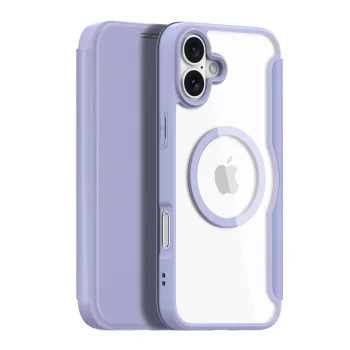 Dux Ducis iPhone 16 atverams vāciņš maciņš grāmatiņa Skin X Pro ar MagSafe, violets