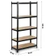 Humberg HR-813 metāla noliktavas plaukts 180x90x40 cm, melns