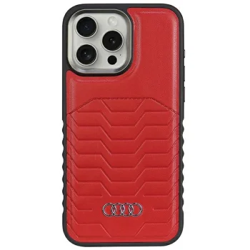 Audi iPhone 14 Pro vāciņš Synthetic Leather MagSafe, sarkans