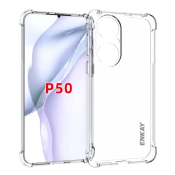 Huawei P50 ENKAY Anti-slip Strip Design Thickened 4 Corners Flexible TPU Cover Case , Transparent | Caurspīdīgs...