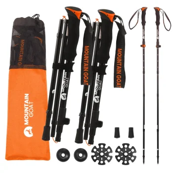 Saliekamās trekinga un nūjošanas nūjas PRO+ MOUNTAIN GOAT, 110-130 cm, oranžas