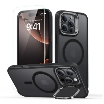 ESR iPhone 16 Pro Max vāciņš Classic Hybrid Kickstand Halolock ar stiklu, melns