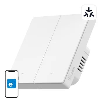 Viedais sienas slēdzis Sonoff M5-2C-86W Matter Wi-Fi, 2 kanālu, balts