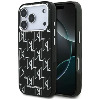 Karl Lagerfeld IML KL Monogram MagSafe vāciņš Apple iPhone 17 Pro, Melns