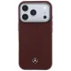 Mercedes Leather Semi Wrap Wood Effect MagSafe vāciņš iPhone 17 Pro, Sarkans