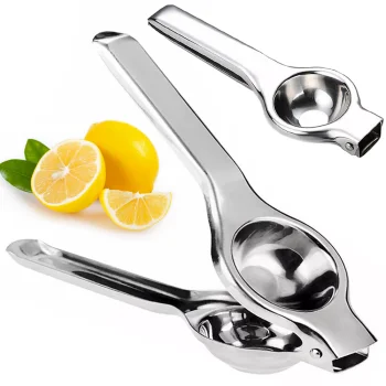 Metāla rokas sulu spiede citroniem un citrusaugļiem, 20.5 cm, sudraba