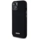 DKNY iPhone 14 / 15 / 13 vāciņš Liquid Silicone Small Metal Logo MagSafe, melns