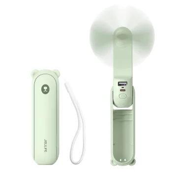 Pārnēsājams rokas ventilators Jisulife Life8 Plus ar ārējo akumulatoru un lukturi, zaļš