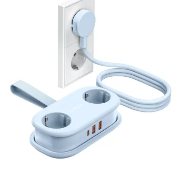 Orico AP3 GaN 20W 5in1 pagarinātājs 2x AC, 2x USB-A, 1x USB-C, Zils