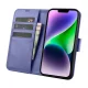 Atverams ādas maciņš 2in1 iCarer iPhone 14 Plus ar Anti-RFID, gaiši violets