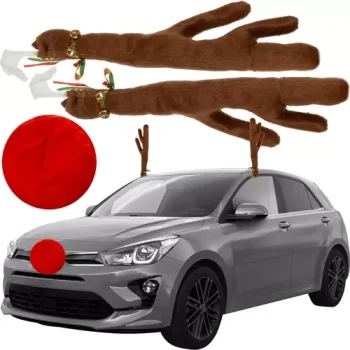Ziemassvētku Jaungada Auto Rotājums Brieža Ragi un Deguns | Decoration for Car Reindeer Antlers and Nose