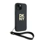 DKNY iPhone 14 / 15 / 13 vāciņš Wrist Strap Stock Logo, melns