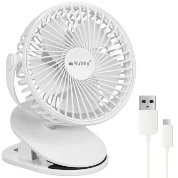 Ruhhy 00025566 bezvadu ventilators ar klipsi, 1200mAh, balts