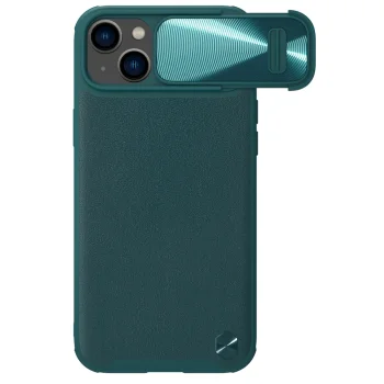 Nillkin CamShield Leather S vāciņš iPhone 14 Plus ar kameras aizsegu, zaļš