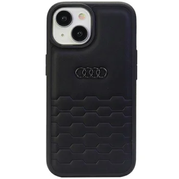Audi iPhone 15 Plus / 14 Plus vāciņš GT Synthetic Leather, melns