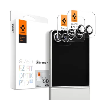Kameras aizsargstikls Spigen Optik Pro Glas.TR EZ Fit Galaxy Z Flip 7 2-pack, melns