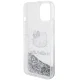 Hello Kitty iPhone 14 vāciņš Liquid Glitter Charms Kitty Head, sudraba