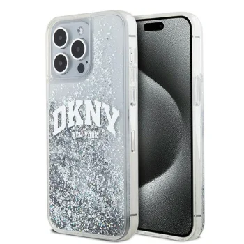 DKNY iPhone 15 Pro Max vāciņš Liquid Glitters Arch Logo, balts